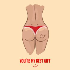 Funny Saint Valentine's card with sexy woman ass N2