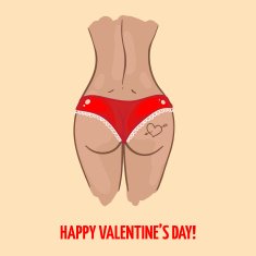 Funny Saint Valentine's card with sexy woman ass N3