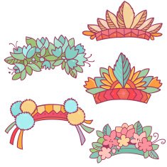Set of floral wreaths for a female head