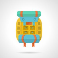 Colored backpack flat vector icon