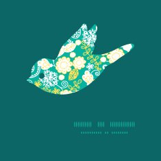 Vector emerald flowerals bird silhouette pattern frame