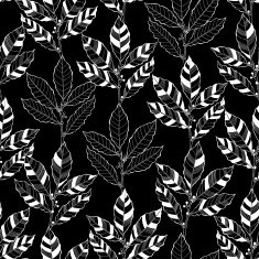 Seamless abstract floral pattern Black and white vector illustration