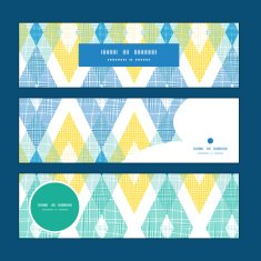 Vector colorful fabric ikat diamond horizontal banners set pattern background N2