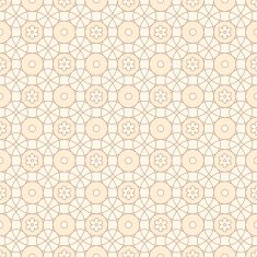 Linear seamless pattern with circle and flowers
