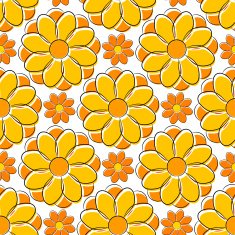 Seamless texture with yellow camomile
