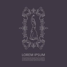 Vector Antique monochrome design Line art logo template N2