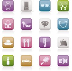 woman and female Accessories icons