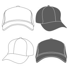 Baseball Cap Outline Silhouette Template isolated on white Vector
