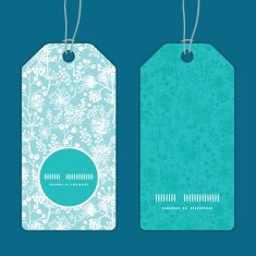Vector blue and white lace garden plants vertical round frame N4