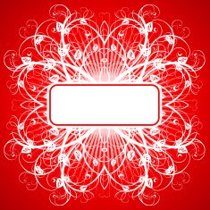 white flower ornament on red background