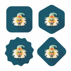 witch flat icon with long shadow eps10 N31