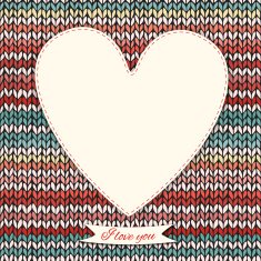 Romantic valentine's day knitted background with heart frame N6