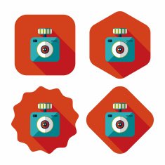 camera flat icon with long shadow N59