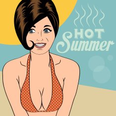 Hot pop art girl on a beach N9