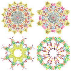 Set of lace ornament round doily geometric flower pattern floral N5