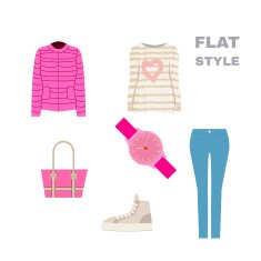 Flat Style Womans Look Fashion wear Vector N4