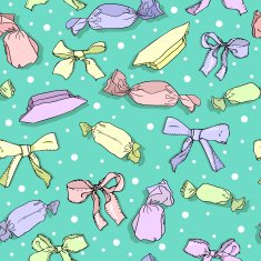 seamless pattern with different candy and baws