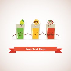 Tasty fresh squeezed hipster glasses of juices and fruits