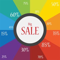 the word sale on a festive and colorful background