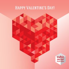Valentine's Day background with cubic shape heart