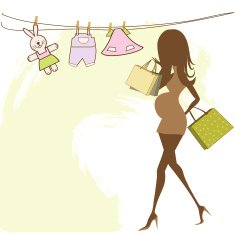 baby announcement card with beautiful pregnant woman N22
