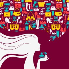 Beautiful woman silhouette with fashion icons N2