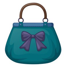 Blue handbag with ribbon