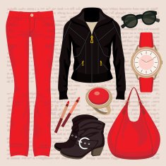 Fashion set with jeans and a jacket vector N4
