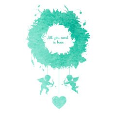 Happy Valentine's Day card with angels for your design N5