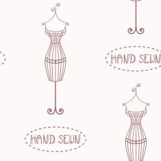 Vintage iron mannequin seamless pattern with inscription hand sewn