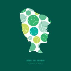 Vector abstract green circles girl portrait silhouette pattern frame