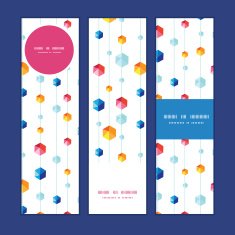 Vector abstract hanging jewels striped vertical banners set pattern background