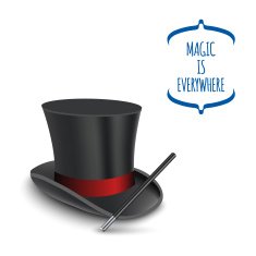 Magician Top Hat with stick Vector