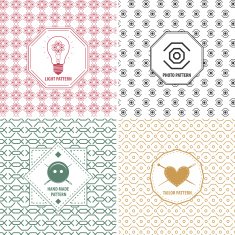 Vector geometry line seamless patterns For logos and labels
