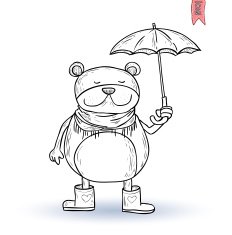 funny pet in the rain vector illustration N8