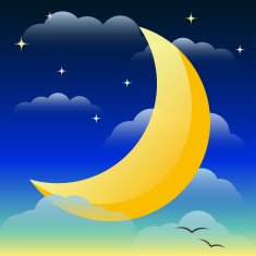 moon floating in the night sky among clouds