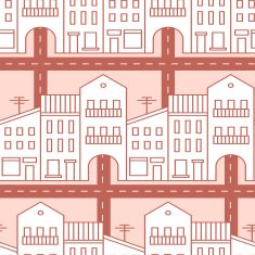 Seamless pattern with houses and streets