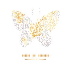 Vector magical floral butterfly silhouette pattern frame