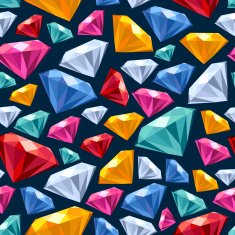 Seamless gemstones pattern on dark