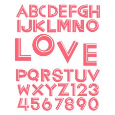 Alphabet fonts and numbers for valentine N4
