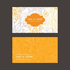 Vector magical floral horizontal frame pattern business cards set