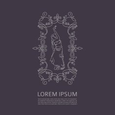 Vector Antique monochrome design Line art logo template N3