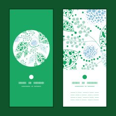 Vector abstract blue and green leaves vertical round frame pattern N5