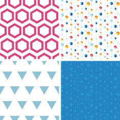 Vector abstract hanging jewels striped set of four marching seamless