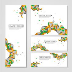 geometric colorful triangles design for banners set N5