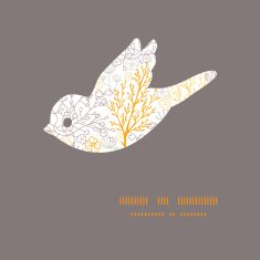 Vector magical floral bird silhouette pattern frame