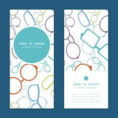 Vector colorful glasses vertical round frame pattern invitation greeting cards N3