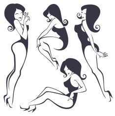 vector collection of pinup girls in different poses