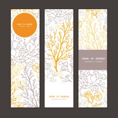 Vector magical floral vertical banners set pattern background
