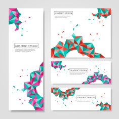 geometric colorful triangles design for banners set N7